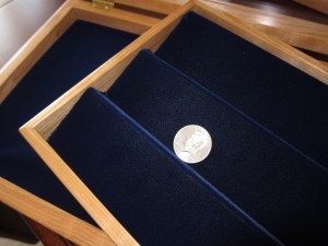 Closeup of Challenge Coin Display Case